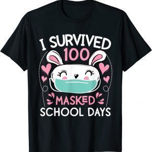I Survived 100 Masked School Days Rabbit Official T-Shirt