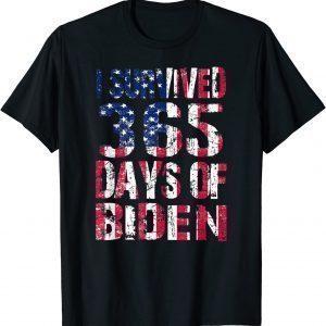 I Survived 365 Days Of Biden Anti Biden US FLAG Unisex Shirt