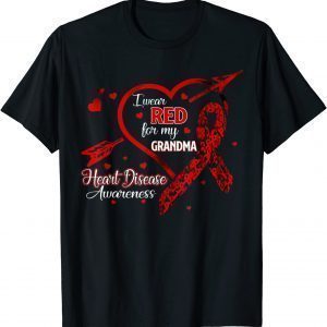 I Wear Red For My Grandma Heart Disease Red Ribbon Awareness T-Shirt