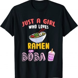 Just a Girl Who Loves Ramen and Boba Kawaii Japanese Anime Classic Shirt