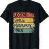 Legend February 1958 64th Birthday Decorations 64 Years Old Gift Shirt