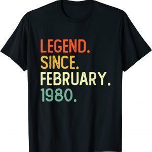 Legend Since February 1980 42Th Birthday 42 Years Old Official Shirt