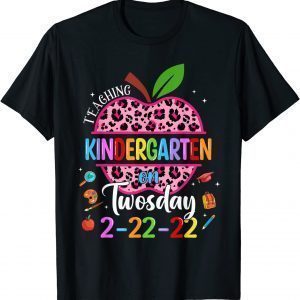 Leopard Apple Teaching Kindergarten Teacher Twosday 2-22-22 Classic Shirt