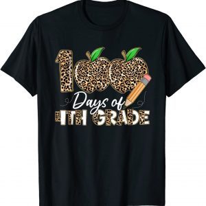 Leopard Apples 100th Day 4th Grade Teacher 100 Days Smarter Classic Shirt