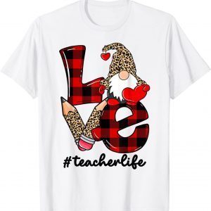 Leopard Gnome Womens Teacher Life Valentine 2022 Shirt
