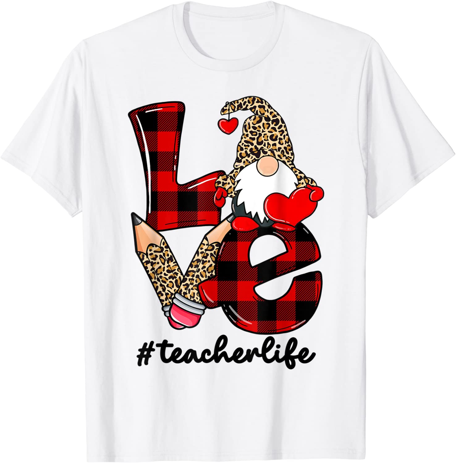 Leopard Gnome Womens Teacher Life Valentine 2022 Shirt
