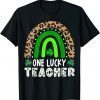 Leopard Rainbow One Lucky Kinder Teacher St Patricks Day Classic T-Shirt