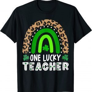 Leopard Rainbow One Lucky Kinder Teacher St Patricks Day Classic T-Shirt
