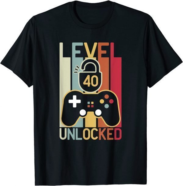 Level 40 Unlocked Video Gamer 40 Year Old 40th Birthday Classic Shirt