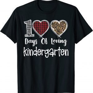 Loving 100 Days of School Kindergarten Teacher Leopard Plaid Gift Shirt
