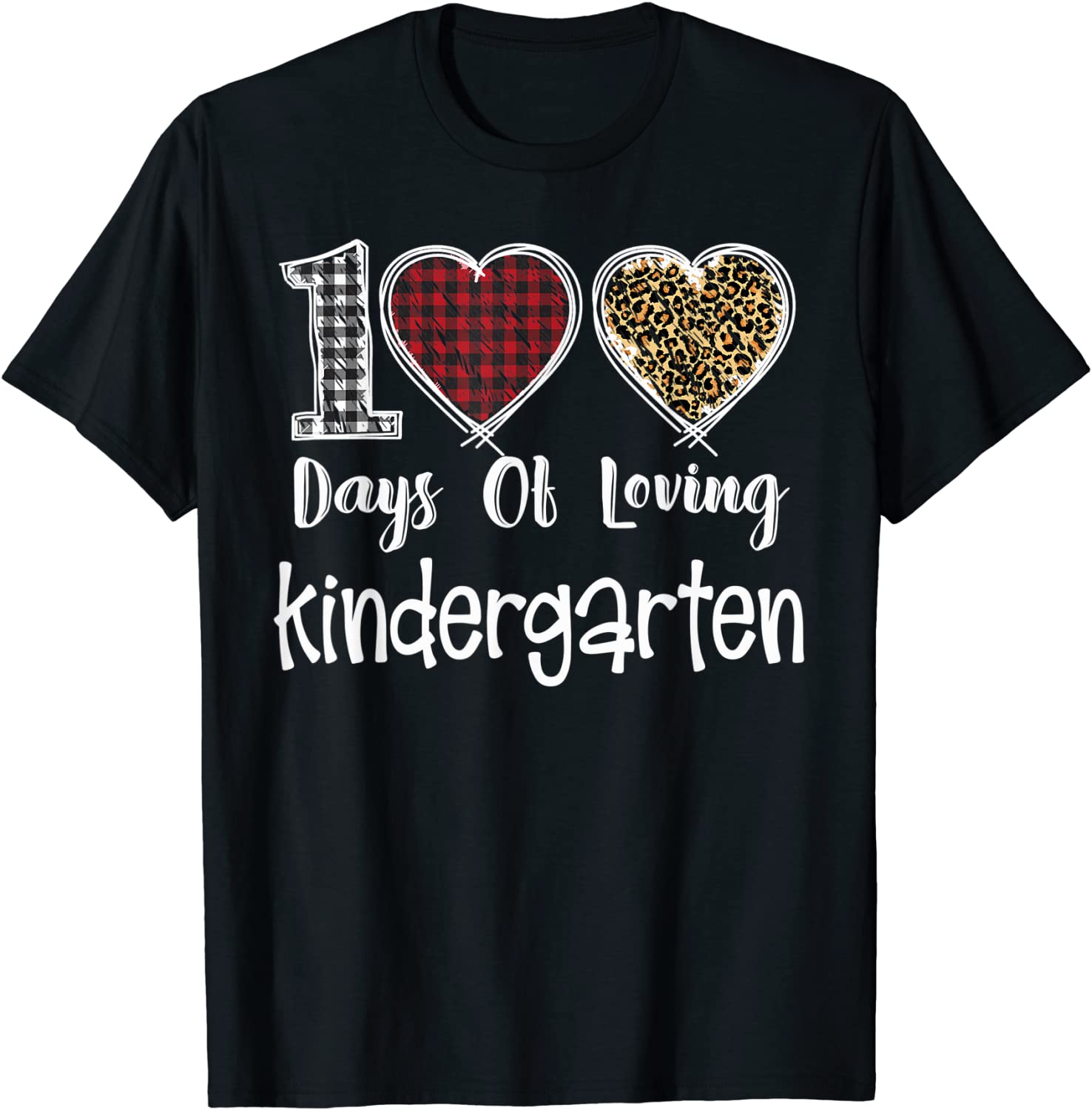 Loving 100 Days of School Kindergarten Teacher Leopard Plaid Gift Shirt