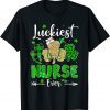 Luckiest Nurse Ever Shamrock Nursing Leopard St Patricks Day Classic Shirt