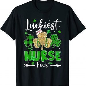 Luckiest Nurse Ever Shamrock Nursing Leopard St Patricks Day Classic Shirt