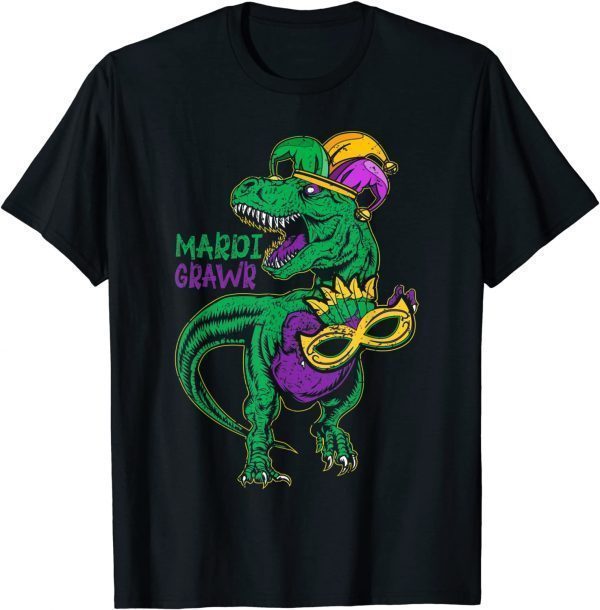 Mardi Grawr T Rex Dinosaur Mardi Gras Bead Costume Classic Shirt