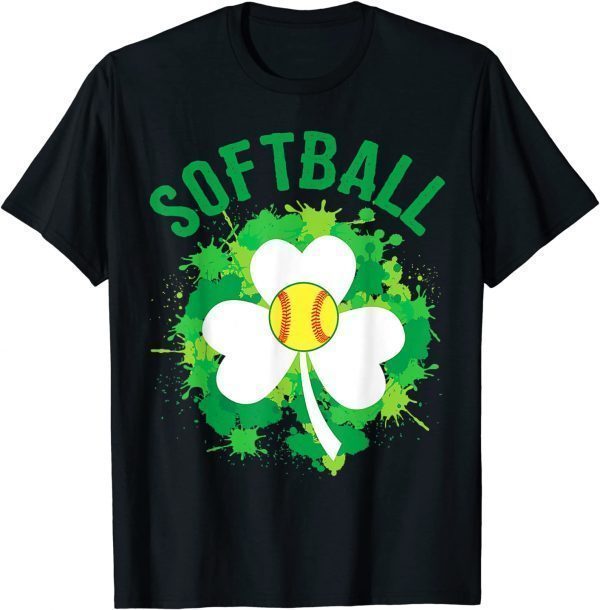 Softball Shamrock Lucky Clover Irish St Patrick's Day 2022 Shirt