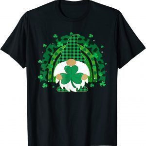 St Patricks Day Gnome Holding Lucky Shamrock Leopard Rainbow 2022 Shirt