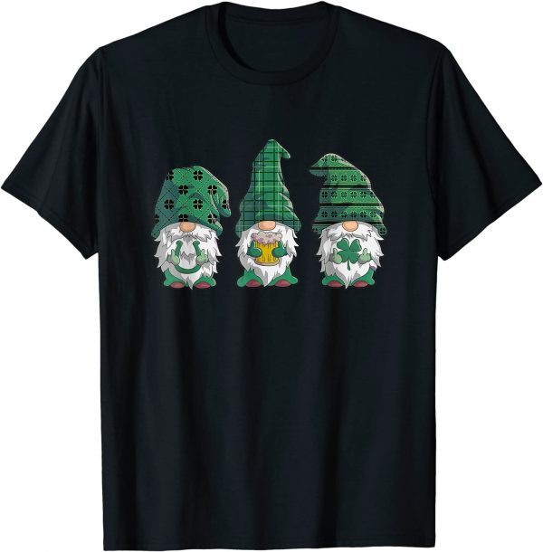 St Patricks Day Gnomes Green Buffalo Plaid T-Shirt