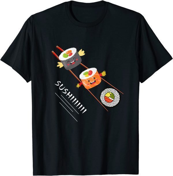 Sushi Sliding On Chopsticks Kawaii Anime Japanese food 2022 Shirt