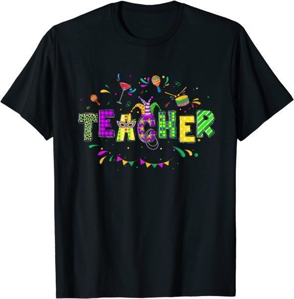 Teacher Mardi Gras 2022 Teacher Squad Family Matching T-Shirt