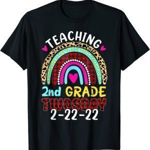 Teaching 2nd Grade on Twosday 2-22-22 Rainbow Leopard Plaid Classic Shirt