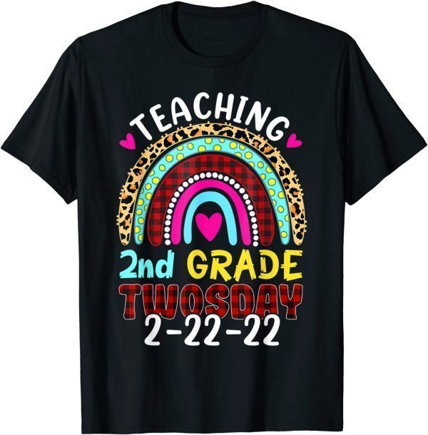 Teaching 2nd Grade on Twosday 2-22-22 Rainbow Leopard Plaid Classic Shirt