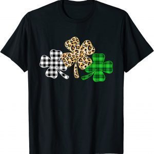 Three Clover Shamrock Green Leopard Plaid St. Patrick's Day Classic Shirt