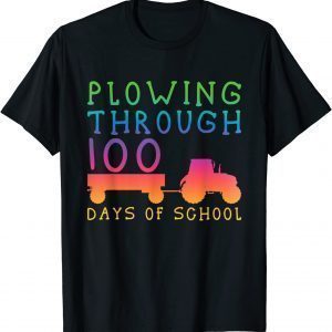 Tractor Colorful Plowing Through 100 Days Of School Classic Shirt