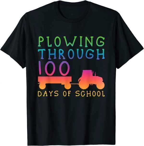 Tractor Colorful Plowing Through 100 Days Of School Classic Shirt