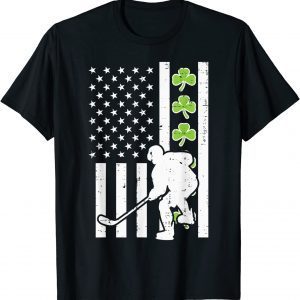 US Flag Shamrock Ice Hockey St Patrick Day Unisex Shirt