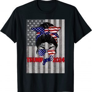 USA Flag Messy Bun Trump Girl 2024 Classic Shirt