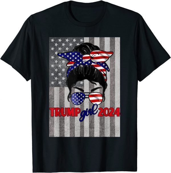 USA Flag Messy Bun Trump Girl 2024 Classic Shirt