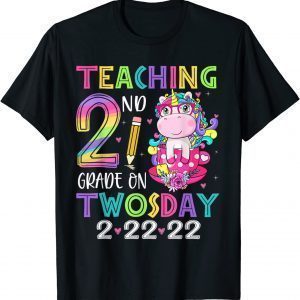 Unicorn Teaching 2nd Grade On Twosday Teacher Student T-Shirt