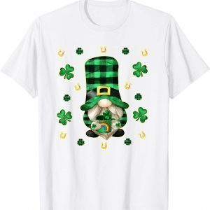 Unique Gnome St. Patricks Day - Cute Buffalo Plaid Shamrock Unisex Shirt