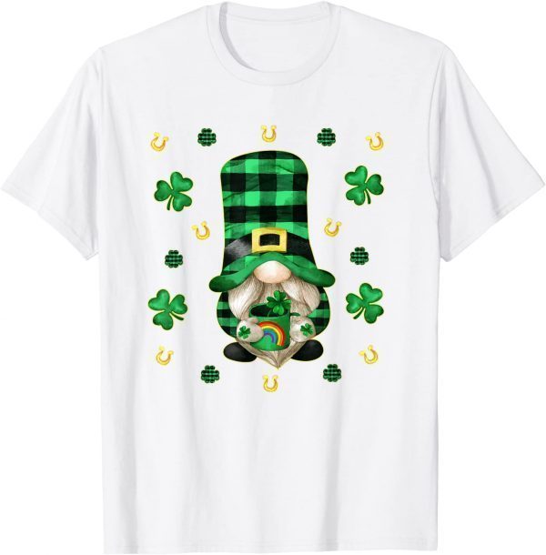Unique Gnome St. Patricks Day - Cute Buffalo Plaid Shamrock Unisex Shirt