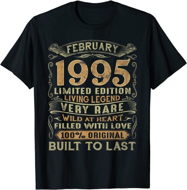 Vintage 1995 Years Old February 1995 27th Birthday Classic T-Shirt