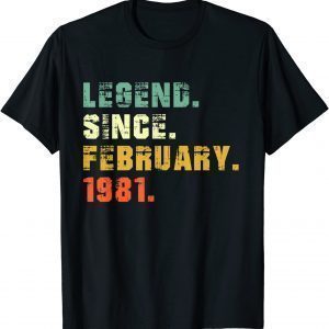 Vintage Legend Since February 1981 41st Birthday 2022 Shirt