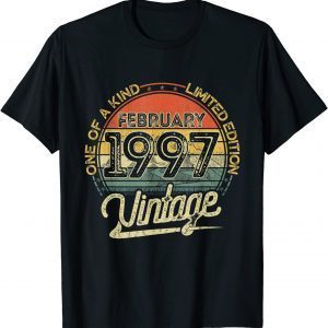 Vintage Retro February 1997 25th Birthday 25 Years Old Gift Shirt