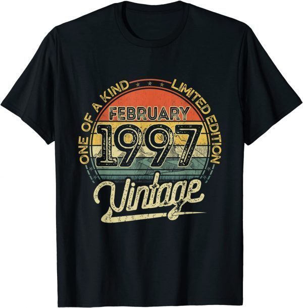 Vintage Retro February 1997 25th Birthday 25 Years Old Gift Shirt