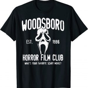 Woodsboro Horror Character Wearing Mask Film Club Est 1996 Limited Shirt