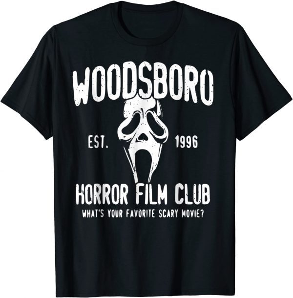 Woodsboro Horror Character Wearing Mask Film Club Est 1996 Limited Shirt