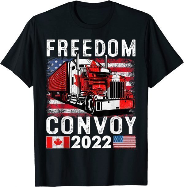 American Flag Canada Flag Freedom Convoy 2022 TRUCKER Driver Unisex Shirt