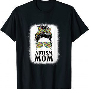 Autism Mom Curly Messy Bun Autism Awareness Mom Black Women 2022 Shirt