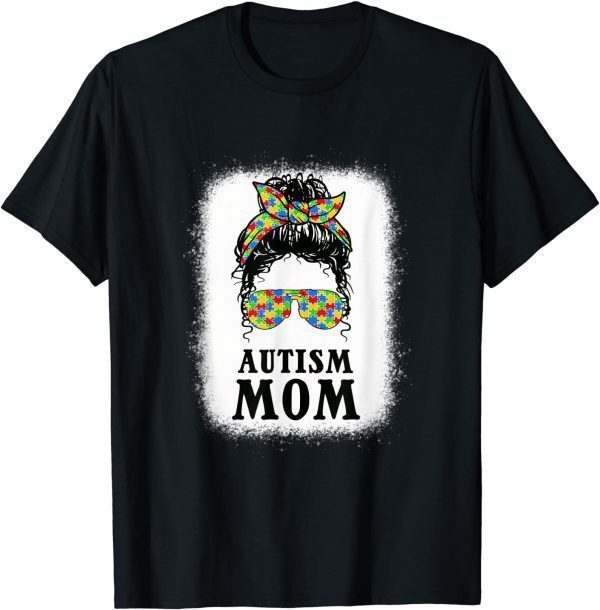 Autism Mom Curly Messy Bun Autism Awareness Mom Black Women 2022 Shirt