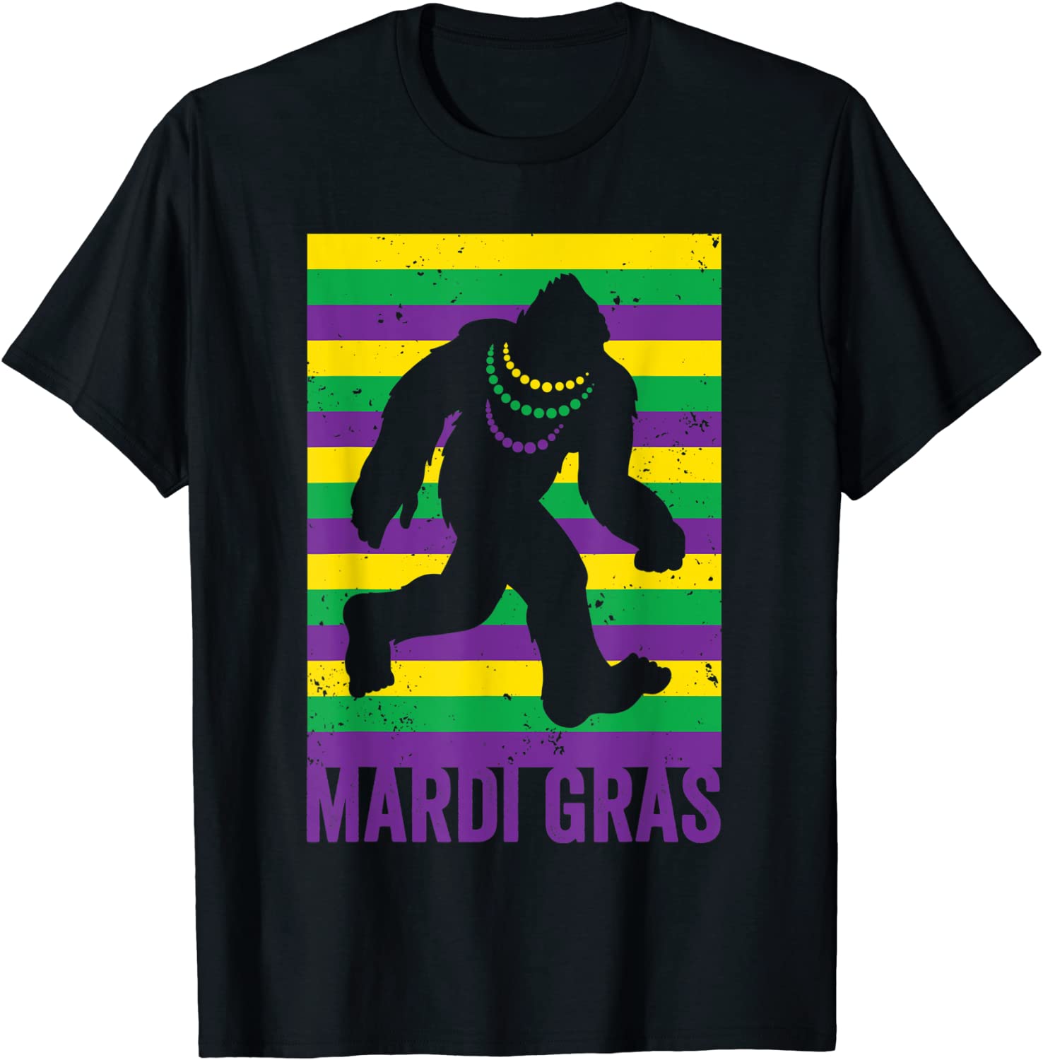 Bigfoot Sasquatch Mardi Gras Beads Fat Tuesday Festival Unisex Shirt ...