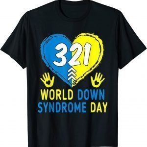 Blue Yellow Heart 21 World Down Syndrome Awareness Day Classic Shirt