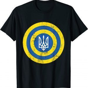 Captain Ukraine Ukrainian Flag Europe Solidarity Distressed Free Ukraine T-Shirt