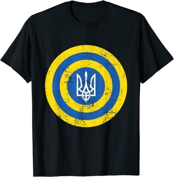 Captain Ukraine Ukrainian Flag Europe Solidarity Distressed Free Ukraine T-Shirt