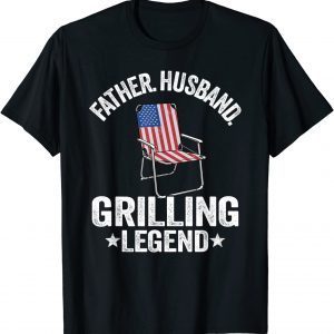 Father Husband Grilling Legend Grillfather American Flag BBQ Unisex Shirt