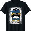 Free Ukraine I Stand With Ukraine Messy Bun Hair Bleached Gift Shirt