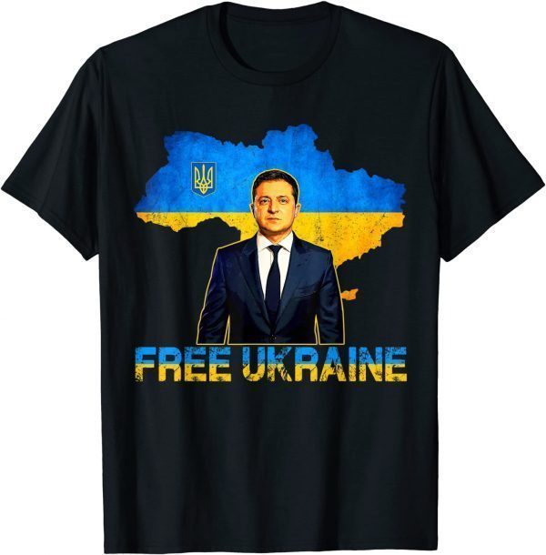 Free Ukraine I Stand With Ukraine Volodymyr Zelensky Support Love Ukraine T-Shirt